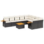 vidaXL Salon de jardin 10 Pièces avec coussins noir résine tressée