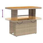vidaXL Table de jardin beige 90x55x71 cm résine tressée et bois acacia