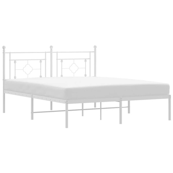 vidaXL Cadre de lit métal avec tête de lit blanc 160x200 cm