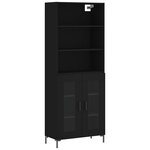 vidaXL Buffet haut Noir 69 5x34x180 cm Bois d'ingénierie