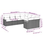 vidaXL Salon de jardin 8 Pièces avec coussins gris résine tressée