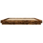 vidaXL Cadre de lit et lumières LED sans matelas chêne fumé 200x200 cm