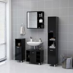 vidaXL Armoire à miroir de salle de bain Noir Bois d’ingénierie