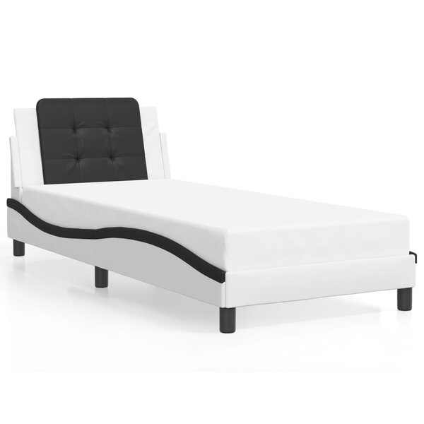 vidaXL Cadre de lit sans matelas blanc et noir 80x200 cm similicuir