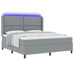 Lit à ressort vidaXL avec matelas et lumière LED Gris clair 180x200 cm Tissu
