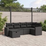 vidaXL Salon de jardin 6 Pièces avec coussins noir résine tressée