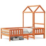 vidaXL Cadre de lit avec toit cire marron 90x200 cm bois de pin massif