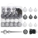 vidaXL Arbre de Noël artificiel pré-éclairé et boules noir 240 cm PVC