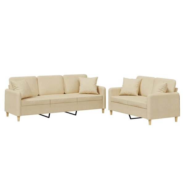 vidaXL Ensemble de canapés 2 Pièces avec coussins crème tissu