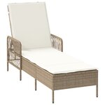 vidaXL Lounge de Soleil Beige et crème Rotin PE 157 x 55 x 92 cm Pliable