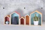 3 étagère en bois 5 maisons 50 x 8 x 20 cm