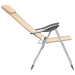 vidaXL Chaises de camping pliables 2 Pièces Crème Aluminium