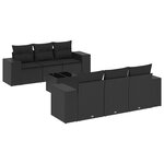 vidaXL Salon de jardin 7 Pièces avec coussins noir résine tressée