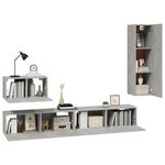 vidaXL Ensemble de meubles TV 4 Pièces Gris béton Bois d'ingénierie