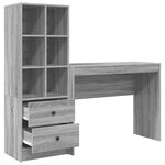 vidaXL Bureau avec rangement Gris Sonoma en bois reconstitué