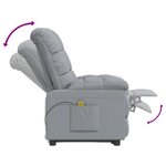vidaXL Fauteuil de massage Gris clair Tissu