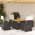 vidaXL Ensemble à manger de jardin coussins 5Pièces Noir Résine tressée