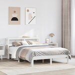 vidaXL Cadre de lit et tête de lit sans matelas blanc 135x190 cm