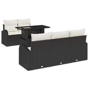 vidaXL Ensemble de Canapé de Jardin de 6 Pièces avec Coussins Noir en Poly Rattan