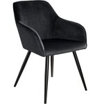 Lot de 2 chaises pieds noir siège de salon cuisine salle à manger design élégant velours noir 08_0000572
