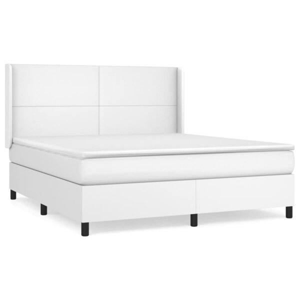 vidaXL Sommier à lattes de lit avec matelas Blanc 160x200cm Similicuir