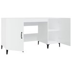 Bureau table poste de travail meuble d'ordinateur informatique étude brillant 140 x 50 x 75 cm bois d'ingénierie blanc 02_0023541