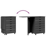 vidaXL Armoire roulante avec bureau MOSS gris bois de pin solide