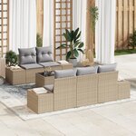 vidaXL Ensemble de Canapés de Jardin 6 Pièces avec Coussins Beige en Poly Rattan