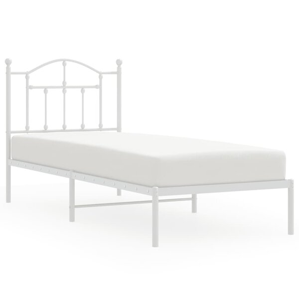 vidaXL Cadre de lit métal avec tête de lit blanc 90x190 cm