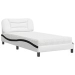 vidaXL Lit avec matelas blanc et noir 100x200 cm similicuir