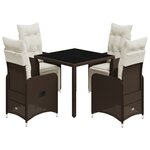 vidaXL Ensemble de bistro de jardin 5 Pièces coussins marron poly rotin
