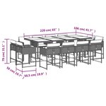 vidaXL Ensemble à manger de jardin coussins 13 Pièces mélange beige rotin