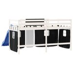 vidaXL Lit mezzanine enfants et rideaux blanc/noir 80x200cm pin massif