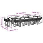 vidaXL Ensemble à manger de jardin 17 Pièces et coussins résine tressée