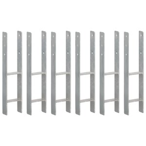 vidaXL Piquets de clôture 6 Pièces Argenté 12x6x60 cm Acier galvanisé
