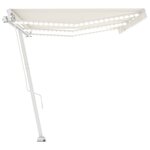 vidaXL Auvent manuel rétractable avec LED 600x350 cm Crème