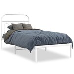 vidaXL Cadre de lit métal avec tête de lit blanc 90x190 cm