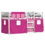 vidaXL Lit superposé avec rideaux rose 80x200 cm bois pin massif