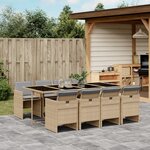 vidaXL Ensemble à manger de jardin et coussins 9 Pièces mélange beige