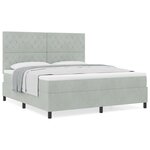 Lit à ressort vidaXL avec matelas Gris clair Super King en velours
