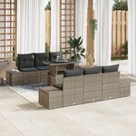vidaXL Ensemble de canapé de jardin 7 pièces avec coussins gris poly rattan