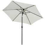 Parasol inclinable de jardin balcon terrasse manivelle toile polyester imperméabilisée haute densité 180 g/m² Ø2 7 x 2 35H m alu crème