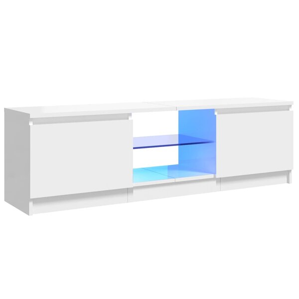 vidaXL Meuble TV avec lumières LED blanc brillant 120x30x35 5 cm