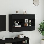 vidaXL Meuble TV mural avec lumières LED noir 98 5x30x60 5 cm