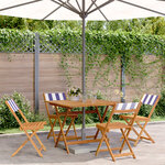 vidaXL Ensemble à manger de jardin 5 Pièces bleu blanc tissu bois massif