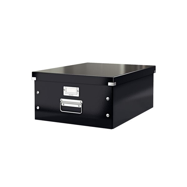 Boîte de rangement Click & Store carton , capacité 29,6 l, pour format A3 (297 x 420 mm), H. 200 mm x l. 369 mm x P. 484 mm - Noir - Montage facile par bouton pression