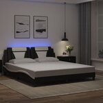 vidaXL Cadre de lit avec lumières LED noir blanc 180x200 cm similicuir