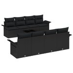 Ensemble de canapé de jardin 9 pièces vidaXL avec coussins Noir Rattan Poly