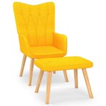 vidaXL Chaise de relaxation avec tabouret Jaune moutarde Tissu