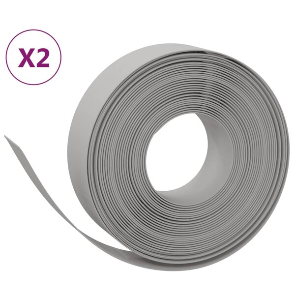 vidaXL Bordures de jardin 2 Pièces gris 10 m 15 cm polyéthylène